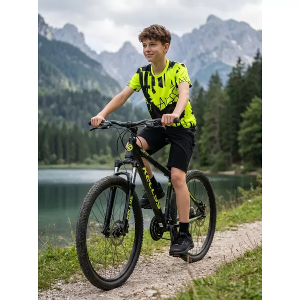  Funktionaler t -Shirt -Prämie von Kindern ALTISPORT VOJ/ALK076TR01 SCHWARZ/FLUO GELB 