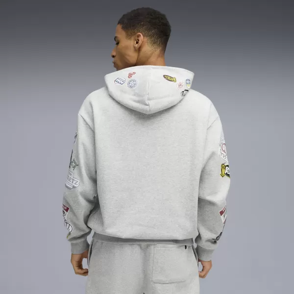  Herren-Sweatshirt PUMA HOOPERHOTLINE PULLOVER HOODIE 63282703 HELLGRAUES HEIDEKRAUT 