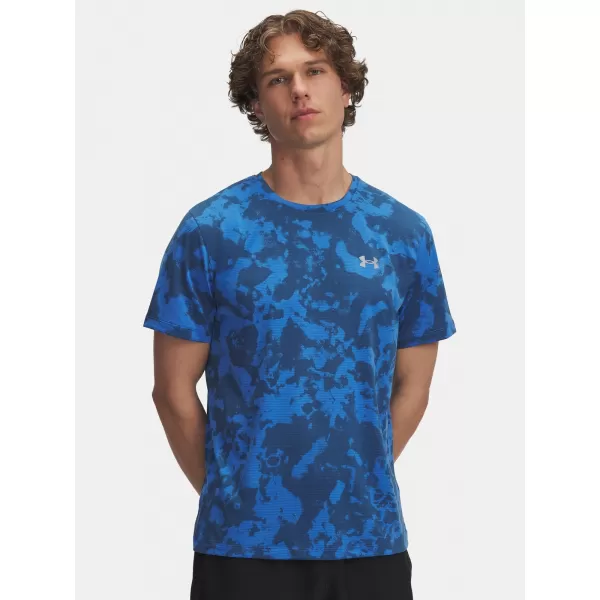  Herren-T-Shirt UNDER ARMOUR UA LAUNCH PRINTED SS BLAU 