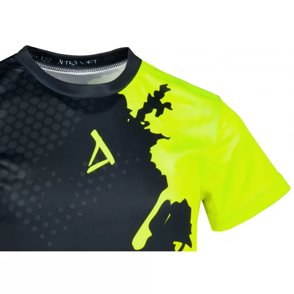  Funktionaler t -Shirt -Prämie von Kindern ALTISPORT VOJ/ALM112TR01 SCHWARZFLUO GELB 