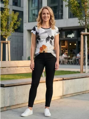 Frauen Freizeit t -Shirt Premium ALTISPORT VOJ/ALW117TR06 SCHWARZ/ORANGE