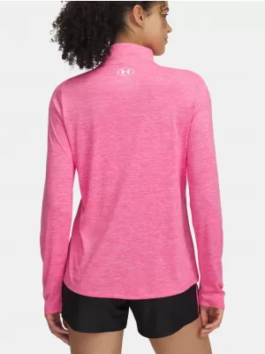 Damen-T-Shirt UNDER ARMOUR TECH 1/2 ZIP- TWIST 1384225-672 ROSA