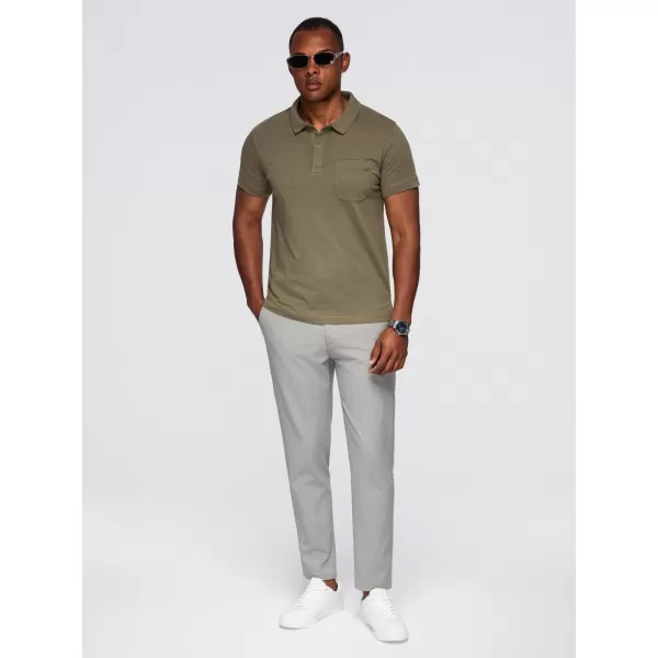  Herren t -Shirt mit einem Kragen OMBRE OM-POWS-0142 DUNKLE OLIVE 