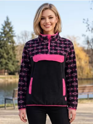 Fleece-Sweatshirt für Damen ALTISPORT GEMMY SCHWARZ/ROSA