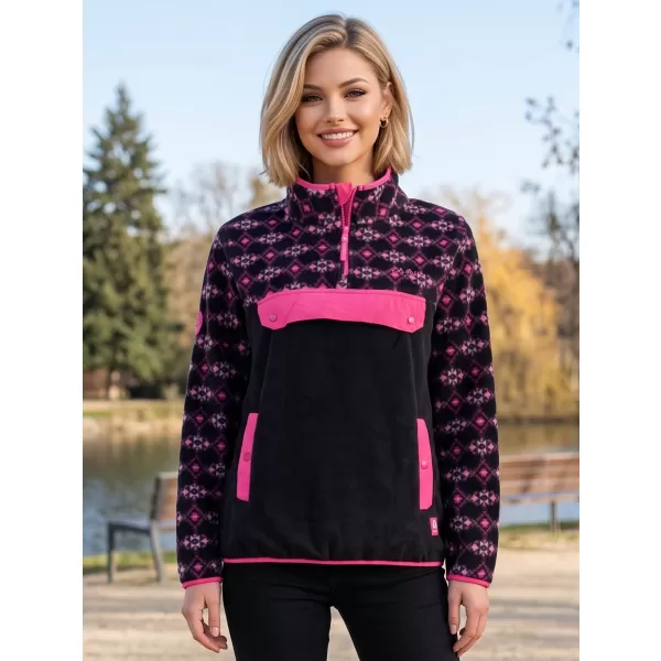  Fleece-Sweatshirt für Damen ALTISPORT GEMMY SCHWARZ/ROSA 