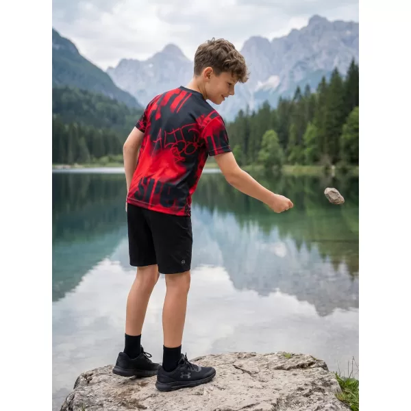 Funktionaler t -Shirt -Prämie von Kindern ALTISPORT VOJ/ALK076TR01 ROT -SCHWARZ 