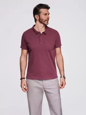 Herren t -Shirt mit einem Kragen OMBRE OM-POWS-0142 KASTANIENBRAUN