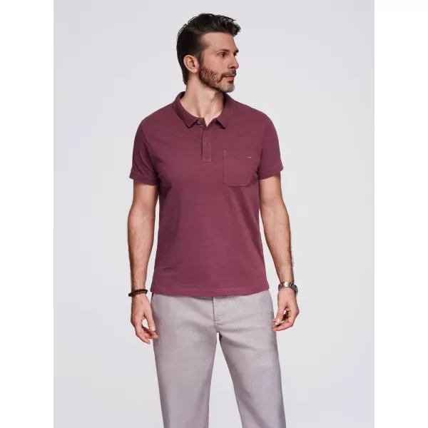  Herren t -Shirt mit einem Kragen OMBRE OM-POWS-0142 KASTANIENBRAUN 
