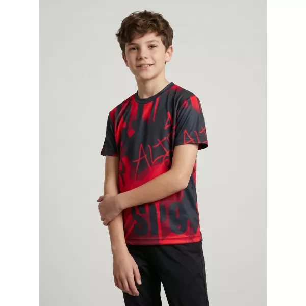  Funktionaler t -Shirt -Prämie von Kindern ALTISPORT VOJ/ALK076TR01 ROT -SCHWARZ 