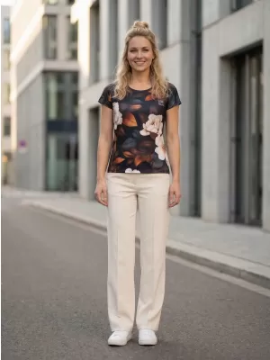 Damen Freizeitshirt Premium ALTISPORT VOJ/ALW097TR06 WEIß/ORANGE/BLUMEN