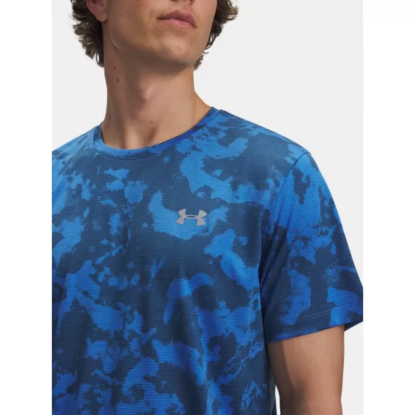  Herren-T-Shirt UNDER ARMOUR UA LAUNCH PRINTED SS BLAU 