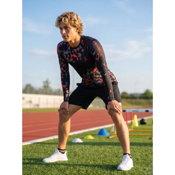  Hochwertiges funktionelles Kompressionsshirt für Herren ALTISPORT VOJ/ALM108TR03 SCHWARZ-ORANGE 