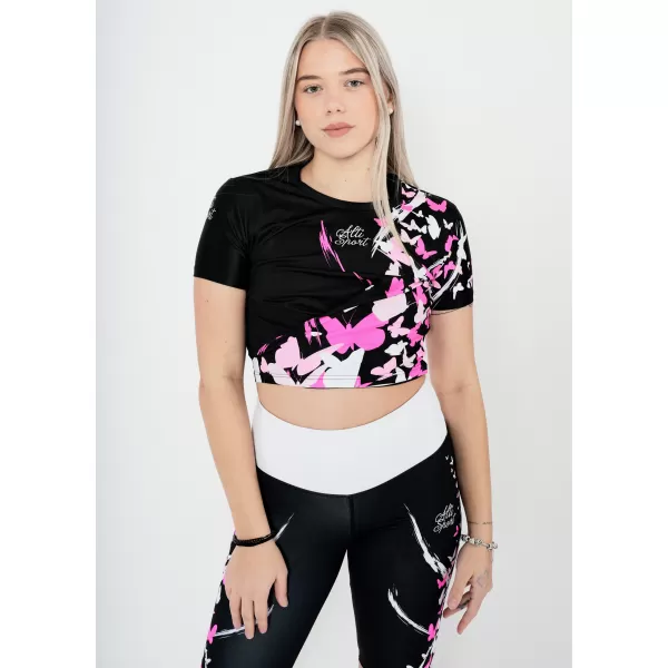  Funktionelles Premium-Crop-Top für Damen ALTISPORT VOJ/ALW022TR07 ČERNORŮŽOVÁ SCHWARZ ROSA 