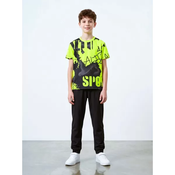  Funktionaler t -Shirt -Prämie von Kindern ALTISPORT VOJ/ALK076TR01 SCHWARZ/FLUO GELB 
