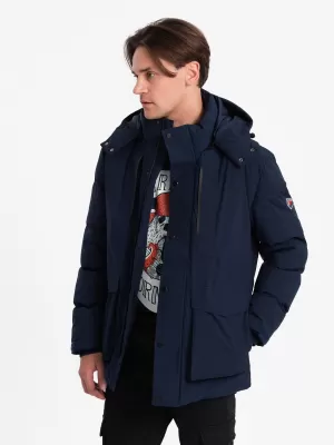 Herren-Winterjacke OMBRE OM-JAHP-0306 MARINEBLAU
