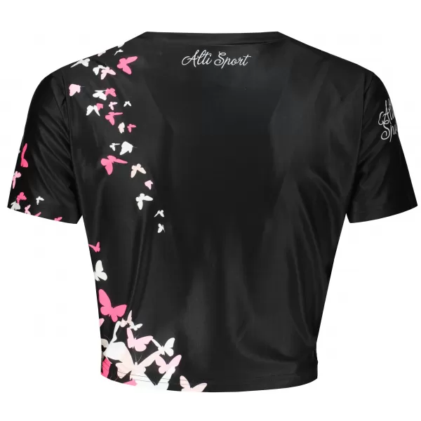  Funktionelles Premium-Crop-Top für Damen ALTISPORT VOJ/ALW022TR07 ČERNORŮŽOVÁ SCHWARZ ROSA 