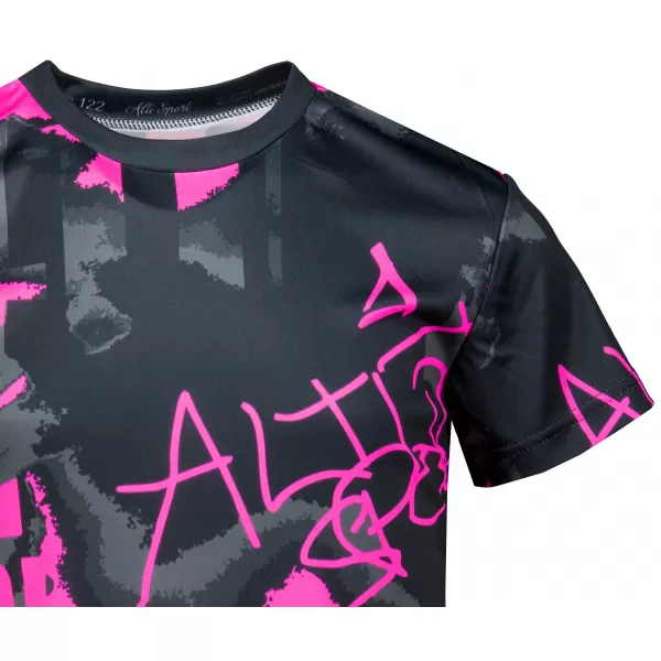  Funktionaler t -Shirt -Prämie von Kindern ALTISPORT VOJ/ALK076TR01 SCHWARZ/FLUO PINK 
