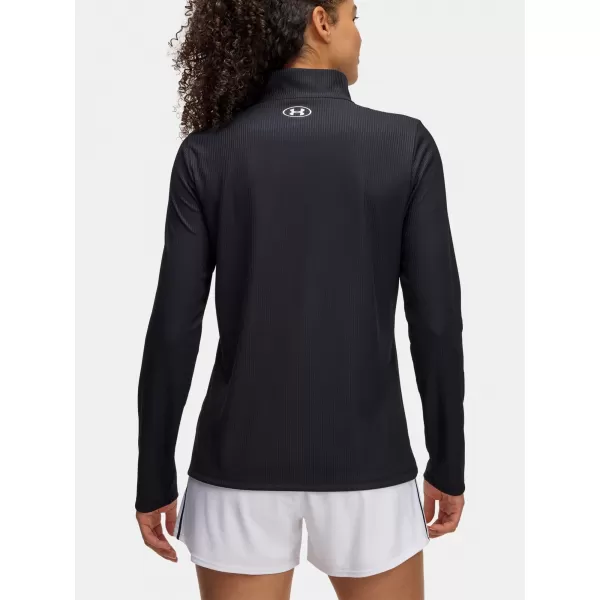  Damen-T-Shirt UNDER ARMOUR TECH RIB 1/2 ZIP 1389857-001 SCHWARZ 