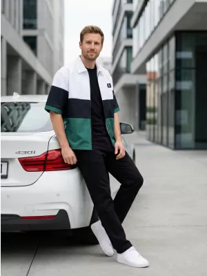 Premium-Herrenhemd ALTISPORT VOJ/ALM051KOS01 WEIß GRÜN