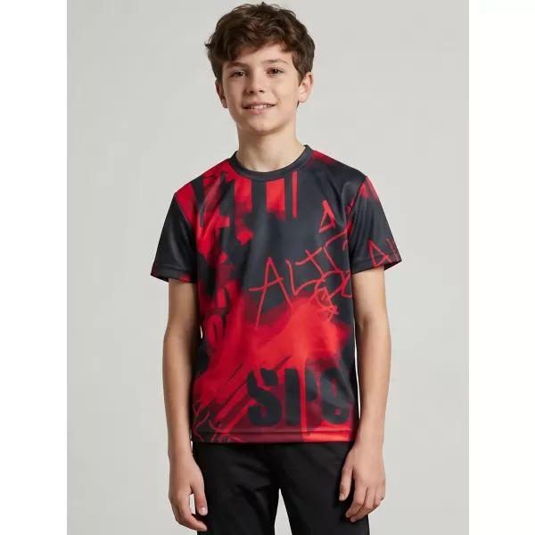  Funktionaler t -Shirt -Prämie von Kindern ALTISPORT VOJ/ALK076TR01 ROT -SCHWARZ 