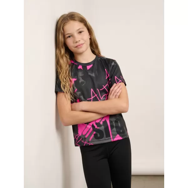  Funktionaler t -Shirt -Prämie von Kindern ALTISPORT VOJ/ALK076TR01 SCHWARZ/FLUO PINK 