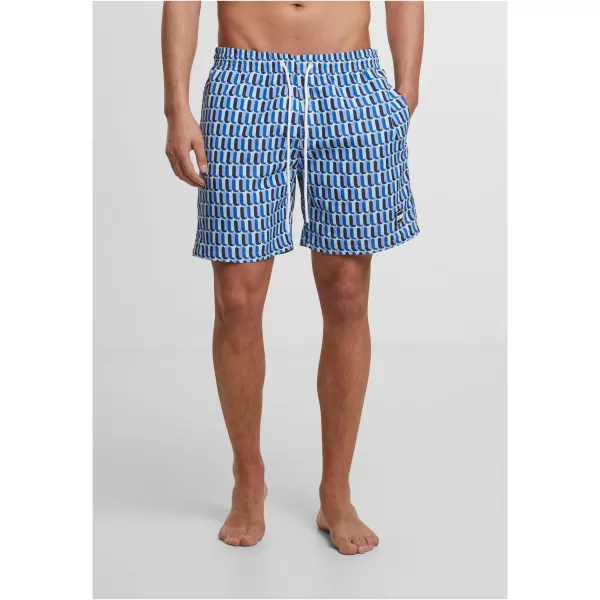  Badeshorts URBAN CLASSICS TB2679 BLAUES RETRO -MUSTER 