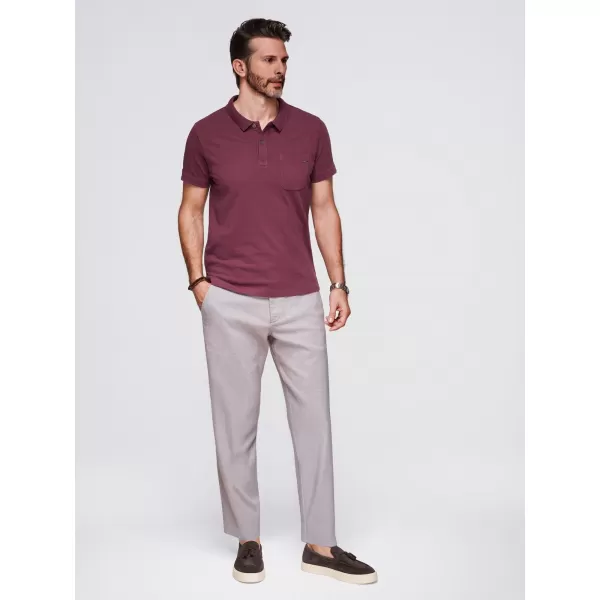  Herren t -Shirt mit einem Kragen OMBRE OM-POWS-0142 KASTANIENBRAUN 