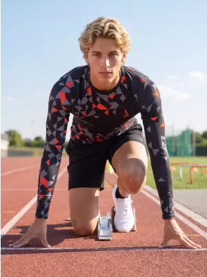 Hochwertiges funktionelles Kompressionsshirt für Herren ALTISPORT VOJ/ALM108TR03 SCHWARZ-ORANGE