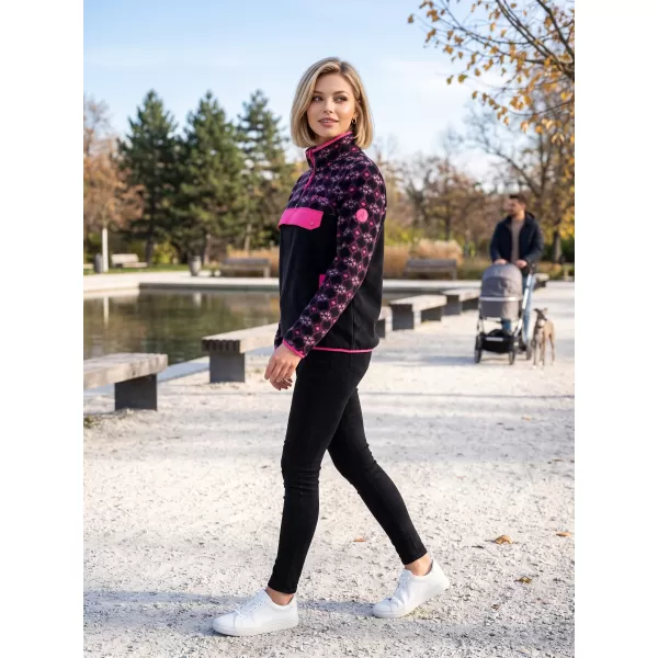  Fleece-Sweatshirt für Damen ALTISPORT GEMMY SCHWARZ/ROSA 