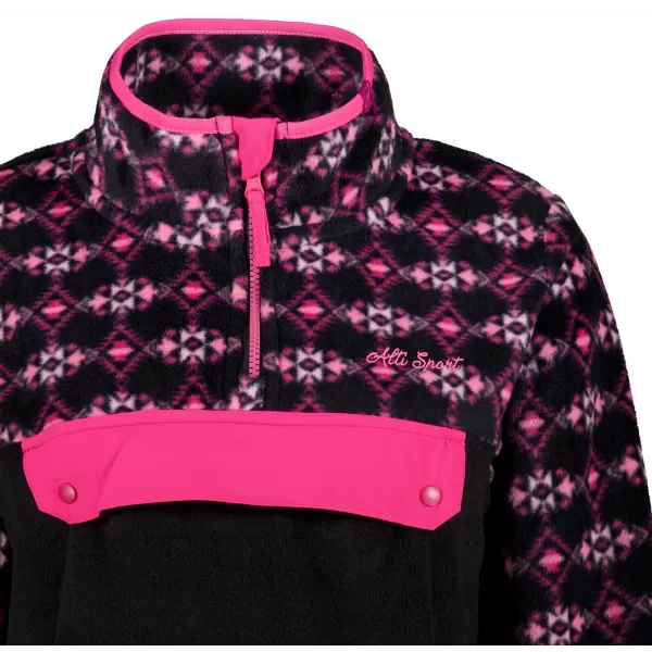  Fleece-Sweatshirt für Damen ALTISPORT GEMMY SCHWARZ/ROSA 