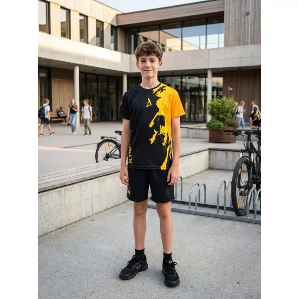  Funktionaler t -Shirt -Prämie von Kindern ALTISPORT VOJ/ALM112TR01 SCHWARZFLUO ORANGE 