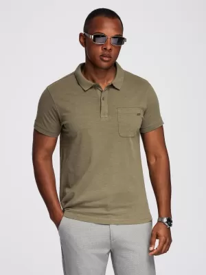 Herren t -Shirt mit einem Kragen OMBRE OM-POWS-0142 DUNKLE OLIVE