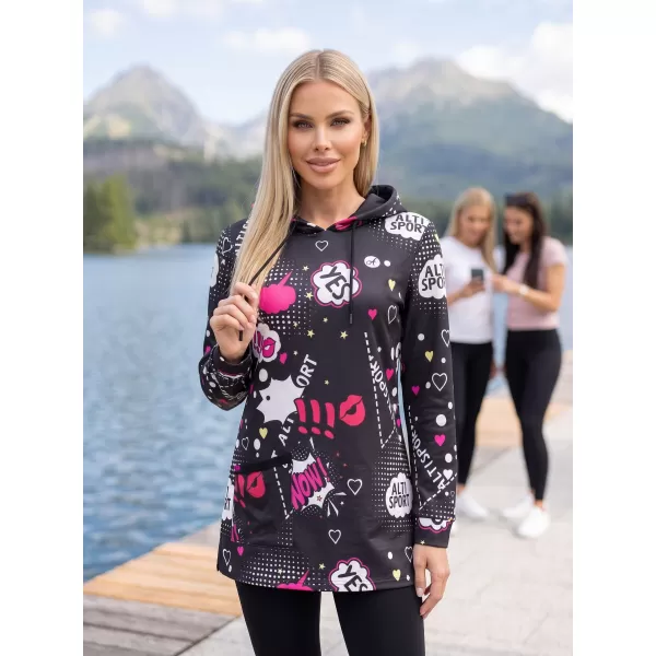  Damen-Sweatshirt ALTISPORT GITA SCHWARZ/ROSA 