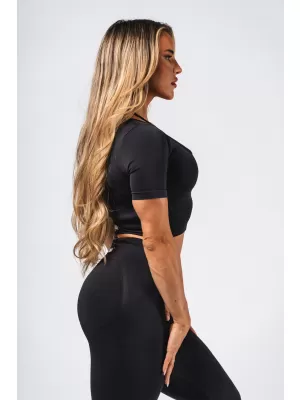 Formendes, nahtloses Crop-Top FLOW SEAMLESS 499 BLACK Nebbia
