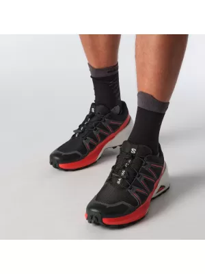 Herrenschuhe SALOMON SPEEDCROSS PEAK SCHWARZ/ASPHALT/FEUERROT