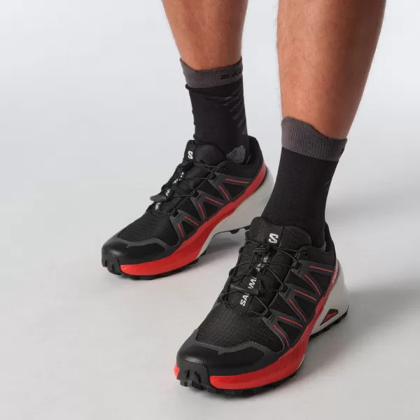  Herrenschuhe SALOMON SPEEDCROSS PEAK SCHWARZ/ASPHALT/FEUERROT 