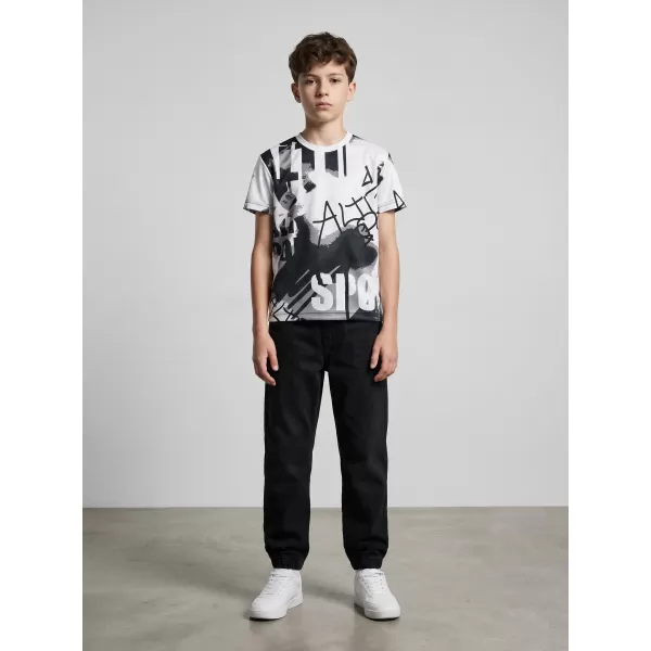  Funktionaler t -Shirt -Prämie von Kindern ALTISPORT VOJ/ALK076TR01 WEIß -UND -SCHWARZ 