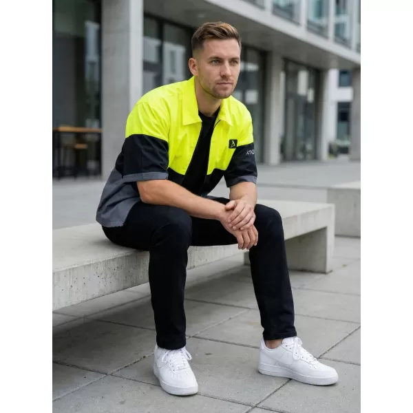  Premium-Herrenhemd ALTISPORT VOJ/ALM051KOS01 NEONGELB/GRAU 