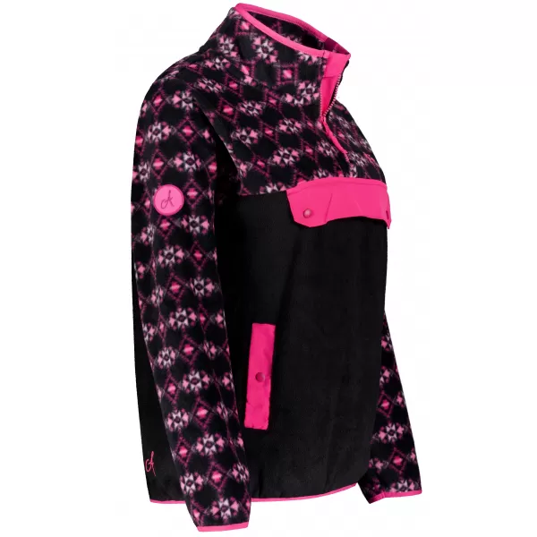  Fleece-Sweatshirt für Damen ALTISPORT GEMMY SCHWARZ/ROSA 