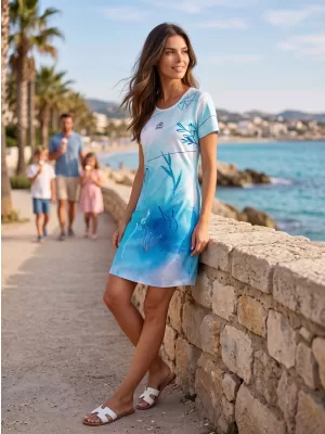 Erweitertes Premium-T-Shirt für Damen ALTISPORT VOJ/ALW083SAT02 WEIß BLAU