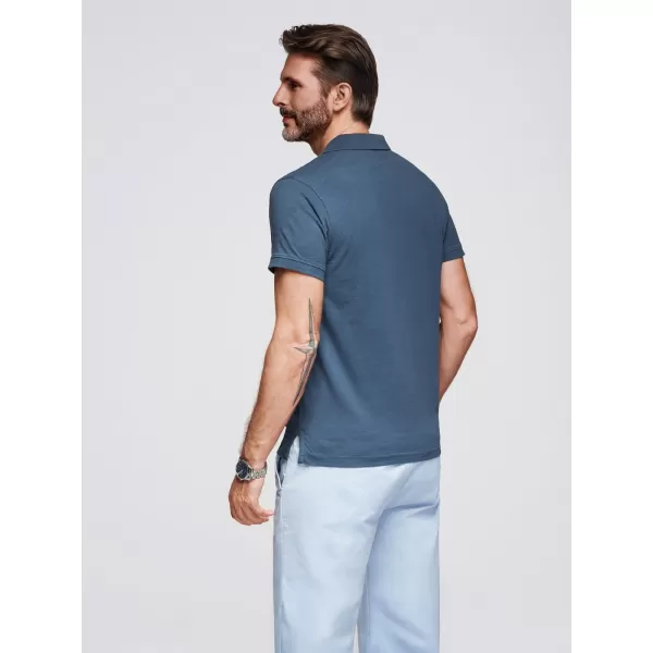  Herren t -Shirt mit einem Kragen OMBRE OM-POWS-0142 DUNKELBLAU 