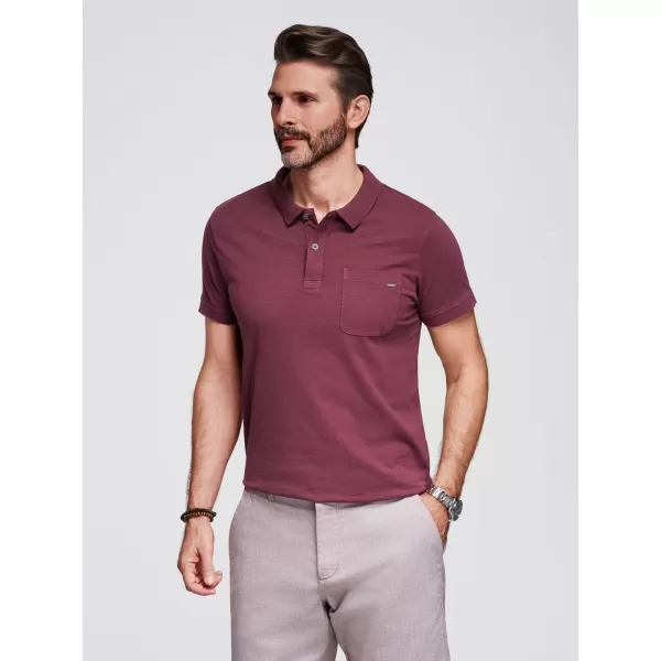  Herren t -Shirt mit einem Kragen OMBRE OM-POWS-0142 KASTANIENBRAUN 