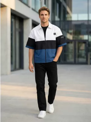Premium-Herrenhemd ALTISPORT VOJ/ALM051KOS01 WEIß BLAU