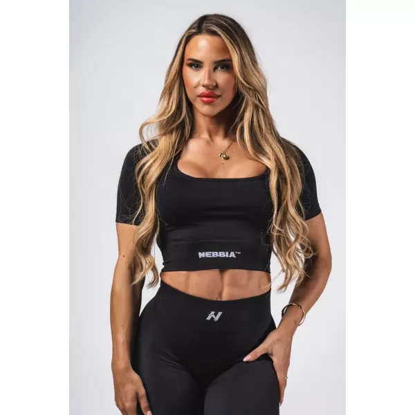  Formendes, nahtloses Crop-Top FLOW SEAMLESS 499 BLACK Nebbia 