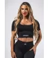 Formendes, nahtloses Crop-Top FLOW SEAMLESS 499 BLACK Nebbia