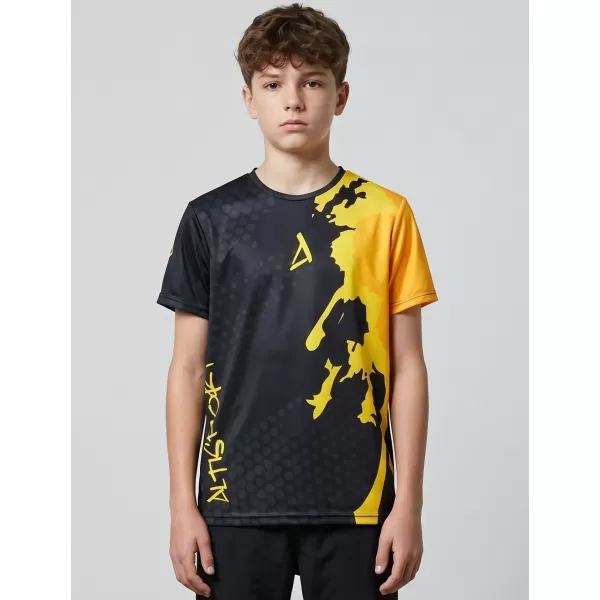  Funktionaler t -Shirt -Prämie von Kindern ALTISPORT VOJ/ALM112TR01 SCHWARZFLUO ORANGE 