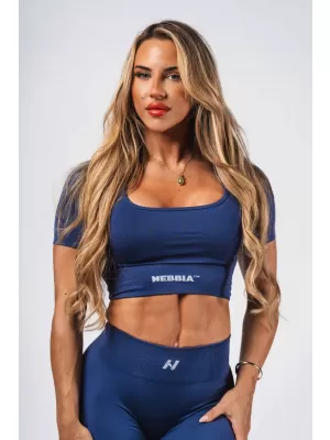 Formendes, nahtloses Crop-Top FLOW SEAMLESS 499 BLUE Nebbia