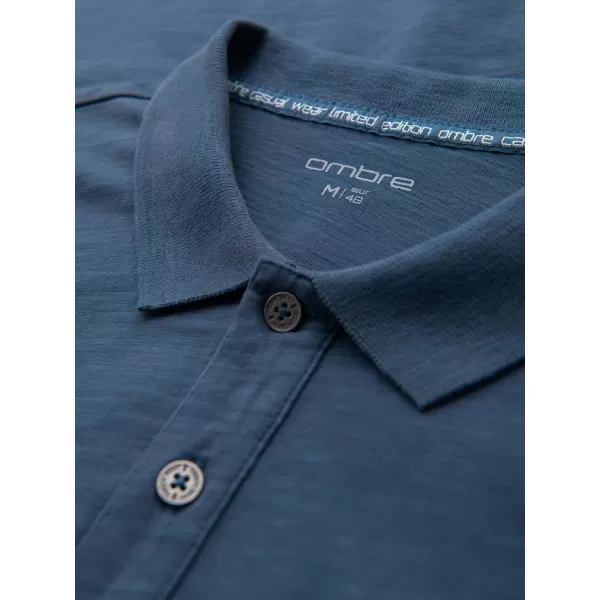  Herren t -Shirt mit einem Kragen OMBRE OM-POWS-0142 DUNKELBLAU 