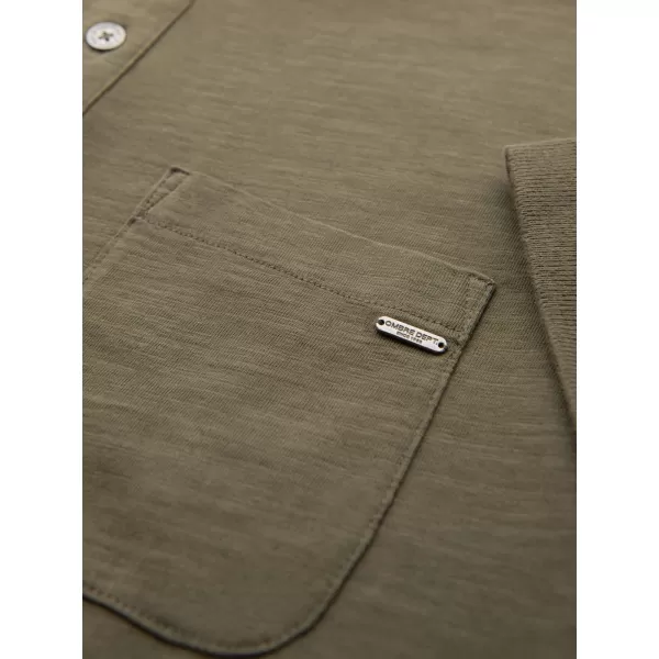  Herren t -Shirt mit einem Kragen OMBRE OM-POWS-0142 DUNKLE OLIVE 
