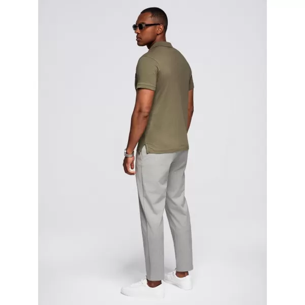  Herren t -Shirt mit einem Kragen OMBRE OM-POWS-0142 DUNKLE OLIVE 
